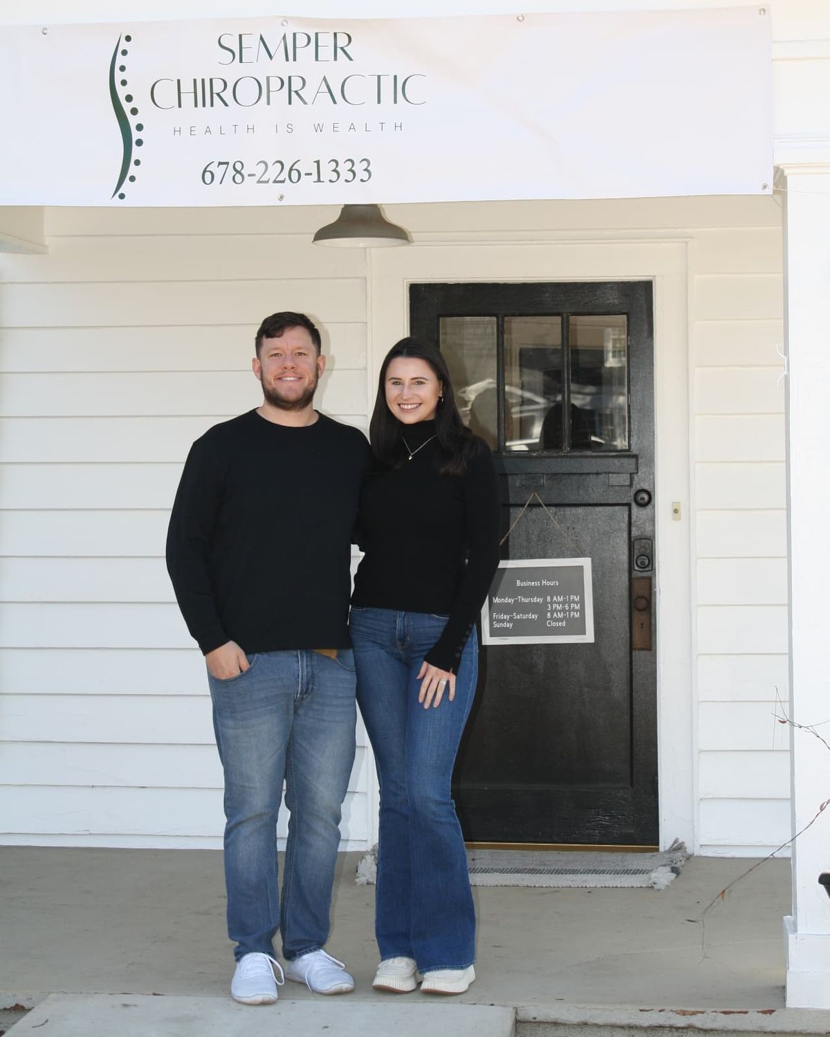 Dr. Thomas Scrimo and Mrs. Scrimo outside the practice on Mimosa Blvd